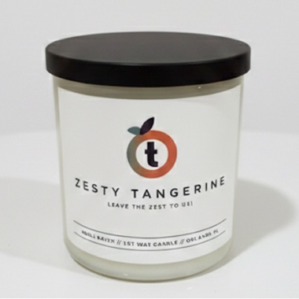 Zesty Tangerine Scented Candle 1st Way Candle Co Black Lid Minimalist Decor